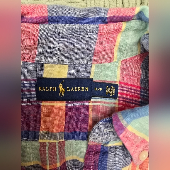 Ralph Lauren Women’s Cotton Pink Plaid Ruffled Flirty Button Down Size Small - Picture 6 of 9